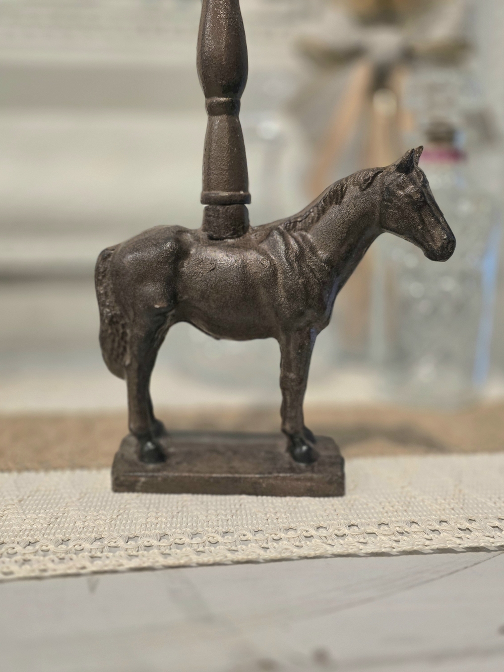 Vintage Decorative Cast Iron Horse Door Stopper - Brown - Picture 3 of 11